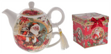 Christmas Vintage Santa Tea for One Teapot and Cup Set Christmas Tea for One Gift Set