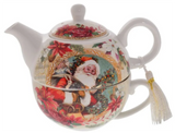 Christmas Vintage Santa Tea for One Teapot and Cup Set Christmas Tea for One Gift Set