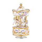 Rose Garden Pink and White Musical Carousel Rotate Music Box Gift for Newborn Baby