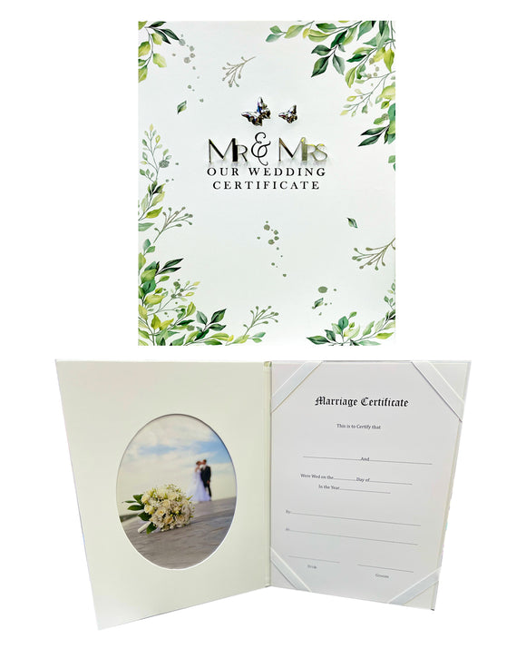 Mr & Mrs Wedding Certificate Holder with Photo Insert Engagement / Wedding Gift