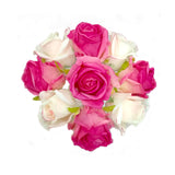 Cote Noire - Premium Bouquet - Mixed Magenta & Blush Rose Buds - Clear Glass