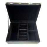 Fortune of Blue Mirror Glass Rectangle Jewellery Box Top Open