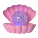Seashell Glitter Lamp USB Charge Colours Changing Table Night Light - Pink