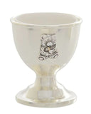 Silver Plated Baby Teddy Bear Egg Cup and Spoon Set Gift for Newborn/Baby Shower