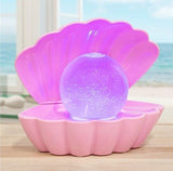 Seashell Glitter Lamp USB Charge Colours Changing Table Night Light - Pink