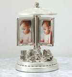 Silver Teddy Musical Carousel with Photo Frames