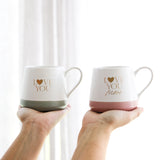 Love You & Love You More Ceramic Coffee Mug Set of 2 for Wedding/ Anniversary