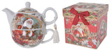 Christmas Jolly Santa Tea For One- Teapot and Tea Cup Set