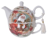 Christmas Jolly Santa Tea For One- Teapot and Tea Cup Set