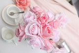 Cote Noire Herringbone Flower - Mixed Rose Buds - Clear Vase