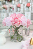 Cote Noire Herringbone Flower - Mixed Rose Buds - Clear Vase