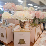 Cote Noire Seven Rose Bouquet - Pink Blush Roses - in Gold Vase - Limited Edition