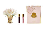 Cote Noire Seven Rose Bouquet - Pink Blush Roses - in Gold Vase - Limited Edition