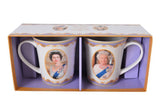 Royal Heritage Her Majesty Queen Elizabeth II Fine China Coffee Mug Set