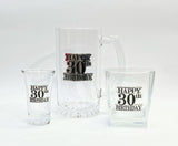 30 Birthday Badged Beer Scotch Short Glasses3 Pieces Drinking Set