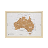 Splosh Travel Board Australia Wall Map Cork Canvas with Pins 53.5 x 36.5 cm