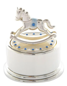 Silver Plated Baby Boy Rocking Horse Music Box