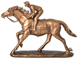 Bronze Race Horse Statue Bronze Jockey Riding Horse Sculpture Table Decor