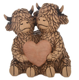 Hughie Highland Cows True Love Couples Animal Statue Home Table Decor