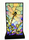 Dragonfly Stained Painted Table Lamp LED Night Light USB Charge