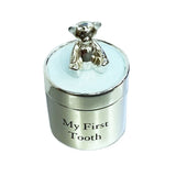 Silver Plated Baby Bear My First Tooth & My First Curl Box Baby Tooth Hair Box