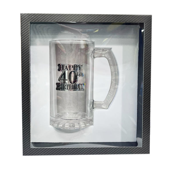 40th Birthday Badged Beer Glass Beer Mug in Gift Box