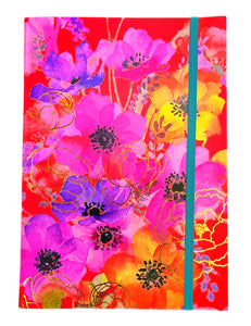 Writing Notebook Anemones Floral Blossom Colour Edge Ruled Notebook A5