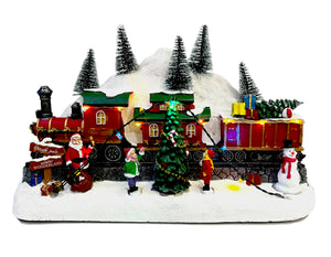 Musical Christmas Village Led Light -Up Xmas Train to North Pole Ornament