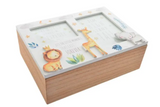 Baby Wooden Keepsake Box Photo & Message Box with Photo Insert Lid