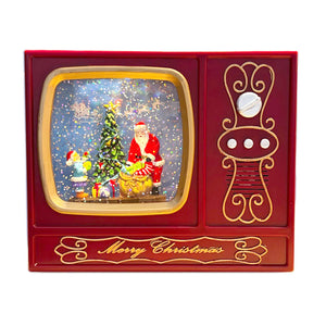 Christmas Musical LED Santa Claus TV Television Glitter Swirl Xmas Decoration