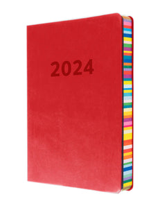 2024 Calendar Year Diary Collins Edge Rainbow Day to Page DTP Diary A5 Red
