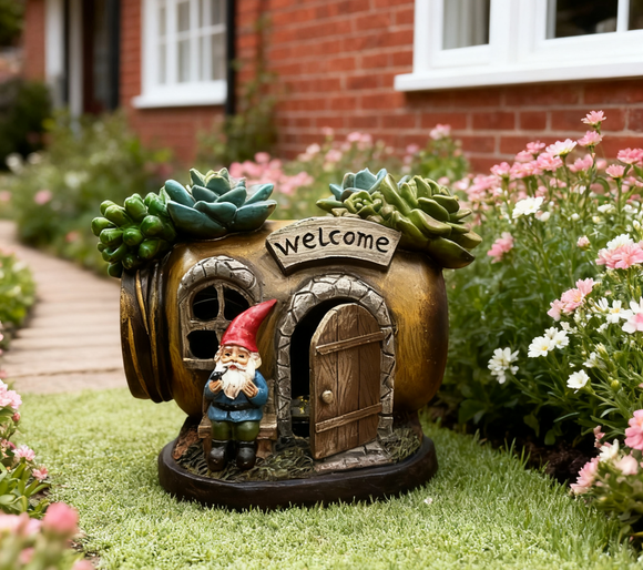 Solar Garden Gnome Welcome Ornament Led Outdoor Garden Decor