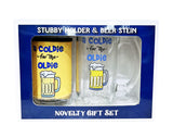 Premium Stubby Holder & Beer Stein - A Coldie for the Oldie - Novelty Gift Set