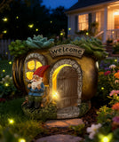 Solar Garden Gnome Welcome Ornament Led Outdoor Garden Decor