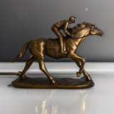 Bronze Race Horse Statue Bronze Jockey Riding Horse Sculpture Table Decor