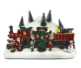 Musical Christmas Village Led Light -Up Xmas Train to North Pole Ornament