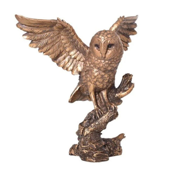 Bronze Owl Taking Flight Owl Statue Figurine Table Decoration Ornament