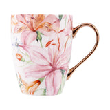 Floral Mug Ceramic Coffee Mug LOVE YOU MUM Rose Gold Colour Handle Coffee Mug