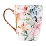 Floral Mug Ceramic Coffee Mug LOVE YOU MUM Rose Gold Colour Handle Coffee Mug