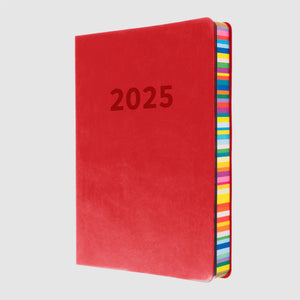 2025 Collins Edge Rainbow Diary / Planner Day to a Page DTP A5 Red