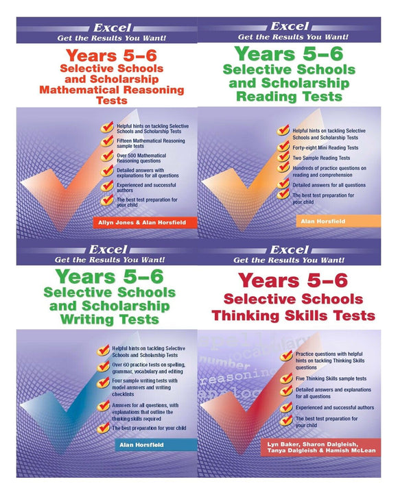 Excel Selective Schools and Scholarship Tests 4 Books Pack Year 5- 6 New Edition