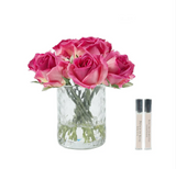 Cote Noire Magenta Rose Buds Premium Perfume Bouquet in Herringbone Glass