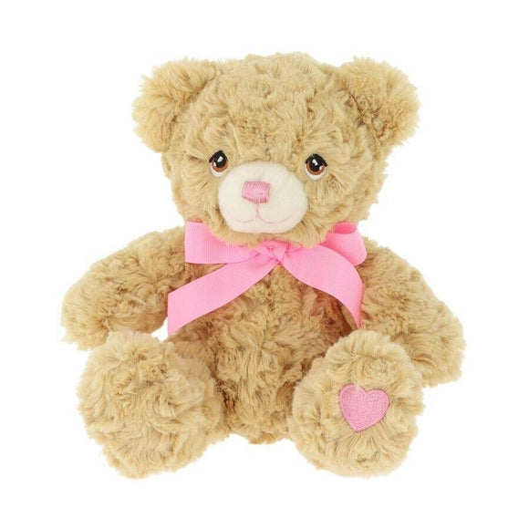 Keeleco Bramble Teddy Bear Pink Ribbon & Heart Plush for Valentine 25 cm