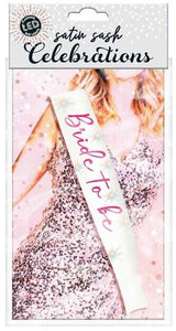 Bride to Be Hens Night Party LED Flashing Satin Sash Shimmering Pink Lettering