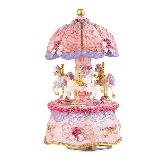 Rose Garden Pink Musical Carousel Rotate Music Box Gift for Newborn/ Baby Shower