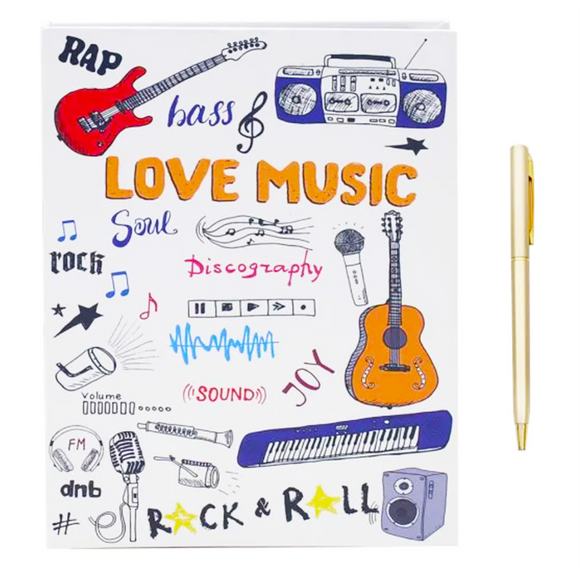 Love Music Notebook & Pen Stationary Gift Set Notebook for Musician/ Songwriter/ Music lover