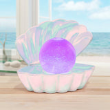 Seashell Glitter Lamp USB Charge Colours Changing Table Night Light - Pearl White