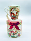 Christmas Xmas Coffee Mug Vintage Santa Tassled Footed Coffee/ Tea Mug