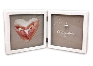 Cross & Stars Communion Double Photo Frame