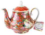 Old Tupton Ware - Floral Garden Red Teapot Flowers and butterflies Porcelain Teapot